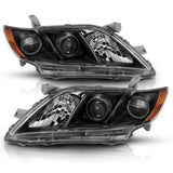ANZO 2007-2009 Toyota Camry Projector Headlight Black Amber - 121539