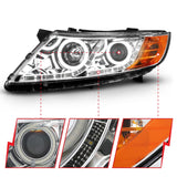 ANZO 2011-2013 Kia Optima Projector Headlights w/ Halo Chrome (CCFL) - 121459
