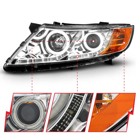 ANZO 2011-2013 Kia Optima Projector Headlights w/ Halo Chrome (CCFL) - 121459
