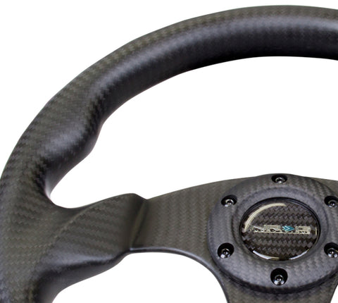 NRG Carbon Fiber Steering Wheel (320mm) Flat Bottom Matte Black Carbon - ST-009CF/MB
