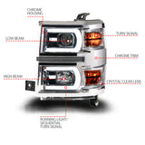 Anzo 14-15 Chevy Silverado 1500 Chrome Dual Switchback+Sequential LED Tube Sq. Projector Headlights - 111618