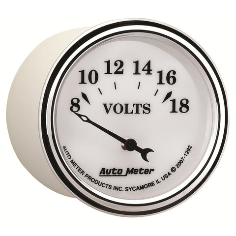 AutoMeter Gauge Voltmeter 2-1/16in. 18V Elec Old Tyme White II - 1292