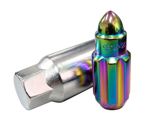 NRG 500 Series M12 X 1.5 Bullet Shape Steel Lug Nut Set - 21 Pc w/Lock Key - Neochrome - LN-LS500MC-21