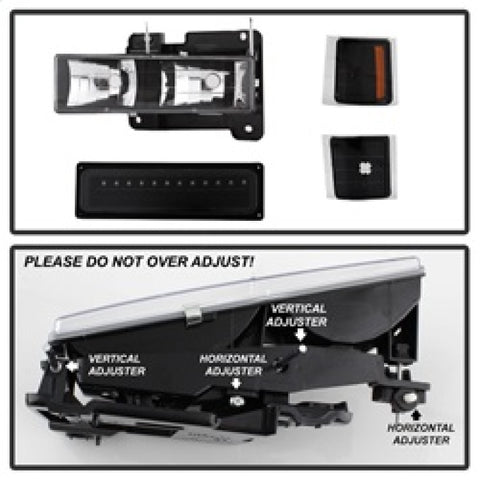xTune 92-94 Blazer Full Size Corner/LED Bumper Headlights Black HD-JH-CCK88-LED-AM-BK-SET - 5069542