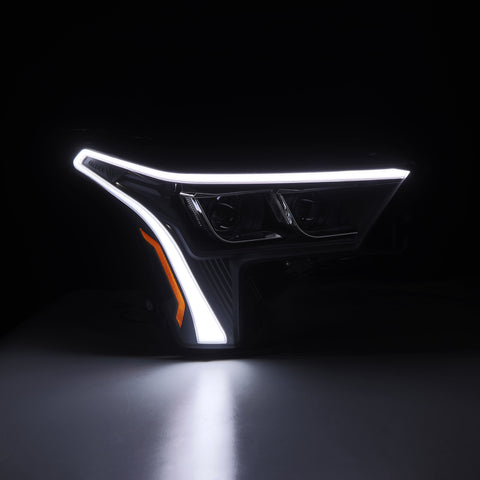 AlphaRex 22-23 Toyota Tundra LUXX-Series Headlights Black w/Amber DRL - Req 810029 OR 810030 - 880874