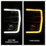 Spyder 08-10 Ford F-250 SD Projector Headlights V2-Switch Back Light Bar-Black PRO-YD-FS08V2-SBLB-BK - 5086228