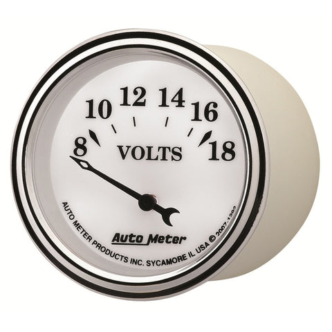 AutoMeter Gauge Voltmeter 2-1/16in. 18V Elec Old Tyme White II - 1292