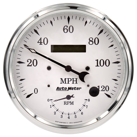 Auto Meter Old Tyme White Tach/Speedo 5in. - 120mph & 8k RPM - 1670