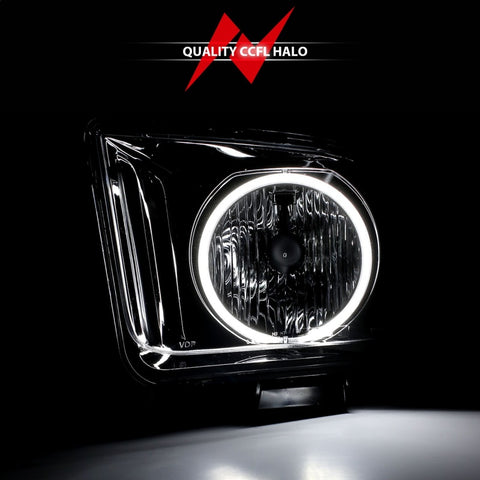 ANZO 2005-2009 Ford Mustang Crystal Headlights w/ Halo Black (CCFL) - 121033
