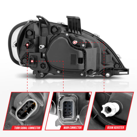 ANZO 2002-2014 Freightliner M2 LED Crystal Headlights Black Housing w/ Clear Lens (Pair) - 131030