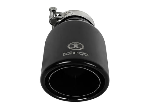 aFe Takeda 304 Stainless Steel Clamp-On Exhaust Tip 2.5in.Inlet / 4in Outlet - Black - 49T25404-B08