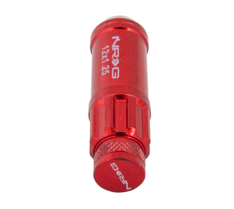 NRG 700 Series M12 X 1.25 Steel Lug Nut w/Dust Cap Cover Set 21 Pc w/Locks & Lock Socket - Red - LN-LS710RD-21
