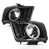 ANZO 2005-2009 Ford Mustang Crystal Headlights w/ Halo Black (CCFL) - 121033
