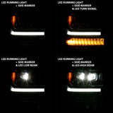 ANZO 16-18 Chevrolet Silverado 1500 LED Projector Headlights w/Plank Style Switchback Chrome w/Amber - 111421