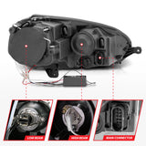 ANZO 2006-2009 Volkswagen Rabbit Projector Headlights w/ Halo Black (CCFL) - 121345