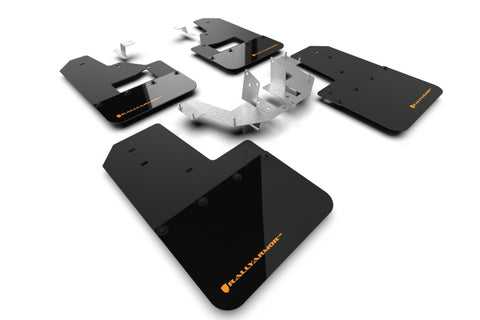 Rally Armor 21-25 Ford Bronco (Plstc Bmpr + RB - NO Rptr/Sprt) Blk Mud Flap w/Cy Orange Logo - MF85-RB-PL-COR