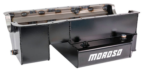 Moroso Ford 351W (w/Rear Sump) Kicked Out Circle Track Baffled Wet Sump 9qt 7.5in Steel Oil Pan - 20522