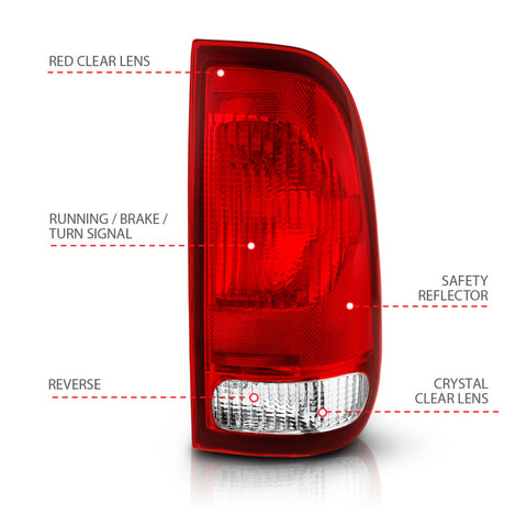 ANZO 1997-2003 Ford F-150 Taillight Red/Clear Lens (OE Replacement) - 311307