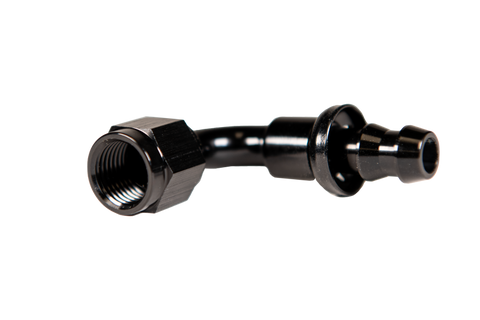 Fleece Performance Universal -6AN 90Deg to Hose Barb - Black - FPE-PL-90-06