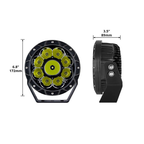 XK Glow Combo Beam Offroad Round Work Light Kit 2pc 7in 44W - XK066007