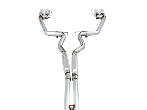 AWE Tuning 2018+ Ford Mustang GT (S550) Cat-Back Exhaust - Track Edition (Quad Chrome Silver Tips) - 3020-42064