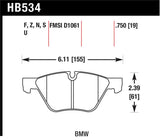 Hawk 09-11 BMW Z4 / 04-05 525I / 08-11 128I / 06 325I/325XI / 07 328I/328XI HPS Street Front Brake P - HB534F.750
