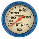 Autometer Ultra-Nite 66.7mm 140-280 Deg. F Mechanical Glow In The Dark Oil Temp Gauge - 4541