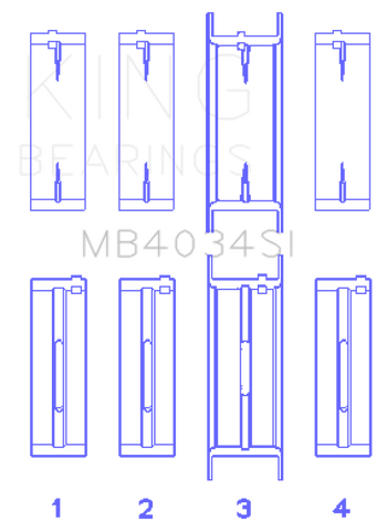 King Engine Bearings Ford 232 (Size +0.75mm) Main Bearing Set - MB4034SI0.75