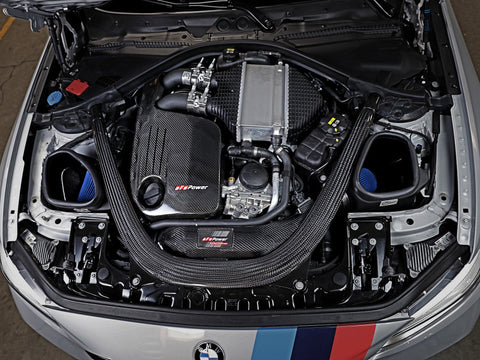 aFe Track Series Stg 2 Carbon Fiber Intake w/Pro 5R Media 15-20 BMW M3/M4(F80/82/83) L6-3.0L(tt) S55 - 57-10006R