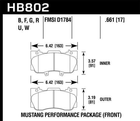 Hawk 15-17 Ford Mustang GT DTC-70 Race Front Brake Pads - HB802U.661