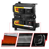 ANZO 19-22 Chevrolet Silverado 1500 LED Proj HL w/Lgt Bar SwBk Seq. Blk w/In. Light - Passenger Side - 111566-R