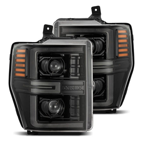 AlphaRex 08-10 Ford F250-550 LUXX-Series LED Projector Headlights Alpha-Blk w/Activ Light/Seq Signal - 880313