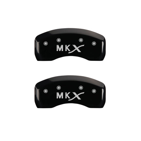 MGP 4 Caliper Covers Engraved Front Lincoln Engraved Rear MKX Black finish silver ch - 36021SLCXBK