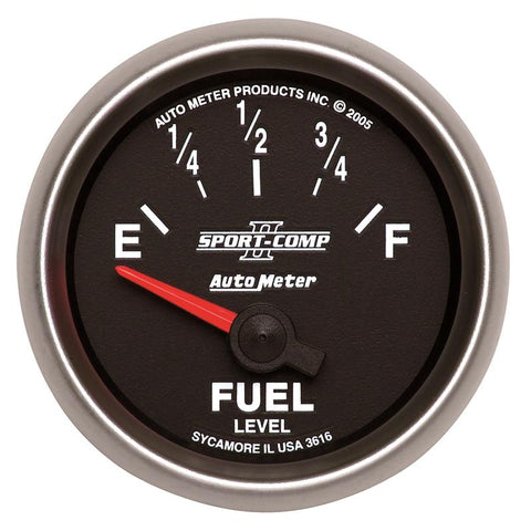Autometer Sport-Comp II 52mm 240-33 ohms Short Sweep Electronic Fuel Level Gauge - 3616