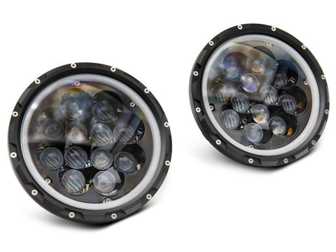 Raxiom 07-18 Jeep Wrangler JK Axial Spider LED Headlights w/Angel Eye Halo- Blk Housing (Clear Lens) - J152602