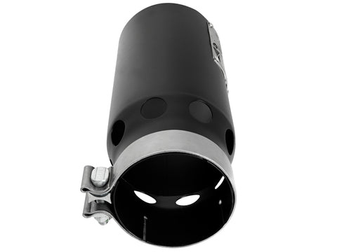 aFe SATURN 4S 4in SS Intercooled Exhaust Tip - Black 4in In x 5in Out x 12in L Bolt-On - 49T40501-B122