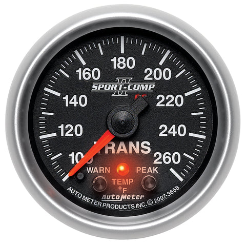 Autometer Elite 52.4mm 100-260F Transmission Temperature Peak & Warn w/ Electronic Control Gauge - 3658