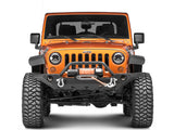 Raxiom 97-18 Jeep Wrangler TJ/JK Axial Halo Headlights w/ DRL Amber Signals- Blk Hsng (Clear Lens) - J108037