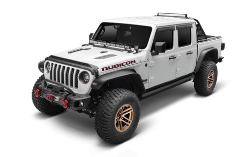 AVS 2018-2019 Jeep Wrangler (JL) Aeroskin Low Profile Hood Shield w/ Lights - Black - 753156