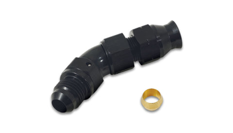 Vibrant 45 Degree 3/8in Tube to Male -6AN Flare Adapter w/ Olive Inserts - 16576