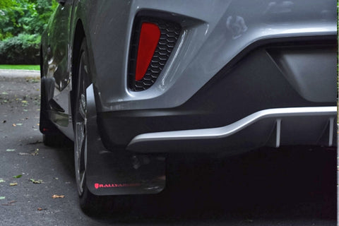 Rally Armor 19-21 Hyundai Veloster Turbo R-Spec White UR Mud Flap w/ Black Logo - MF58-UR-WH/BLK