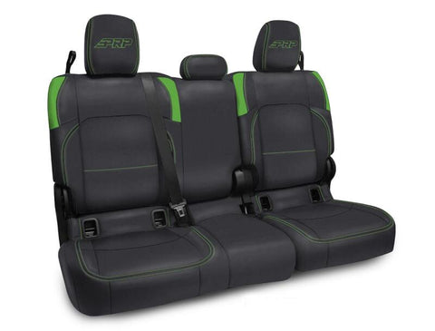 PRP Jeep Wrangler JT Rear Bench Covers - with no Armrest - Black/Green - B055-06