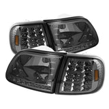 xTune Ford F150 97-03 Crystal Headlights w/ Clear LED Corners Smoke HD-ON-FF15097-LED-SET-SM - 5014801