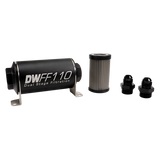 DeatschWerks Stainless Steel 8AN 10 Micron Universal Inline Fuel Filter Housing Kit (110mm) - 8-03-110-010K-8