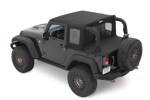 Bestop 07-18 Jeep Wrangler JK 2-Door Halftop Soft Top (Black Diamond) - 53900-35