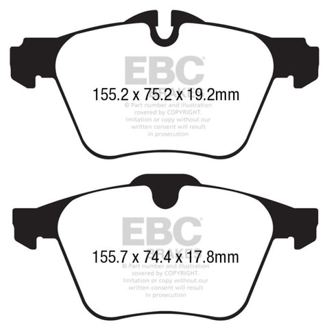 EBC 13+ Jaguar F-Type (Cast Iron Rotors Only) 3.0 Supercharged (340) Redstuff Front Brake Pads - DP32189C