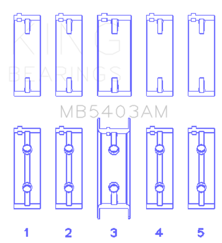 King Engine Bearings Mitsubishi 4G63/T/4G64 (Size +0.75mm) Main Bearing Set - MB5403AM0.75