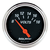 Autometer Designer Black 2 1/16in 18 Volt Electronic Voltage Gauge - 1483