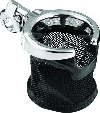 Kuryakyn Drink Holder with Mesh Basket 1 inch Clamp Chrome - 1422