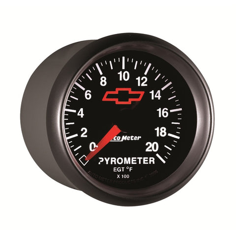 AutoMeter Gauge Pyrometer (Egt) 2-1/16in. 2000 Deg. F Stepper Motor Chevy Red Bowtie Black - 3645-00406